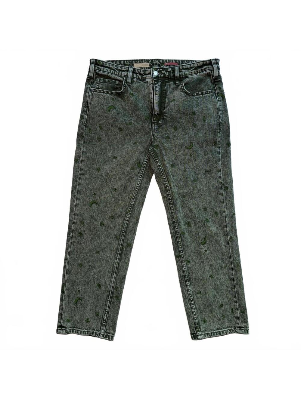 Anthropologie Pilcro The Borrowed Jeans Green Celestial Witchy Whimsigoth